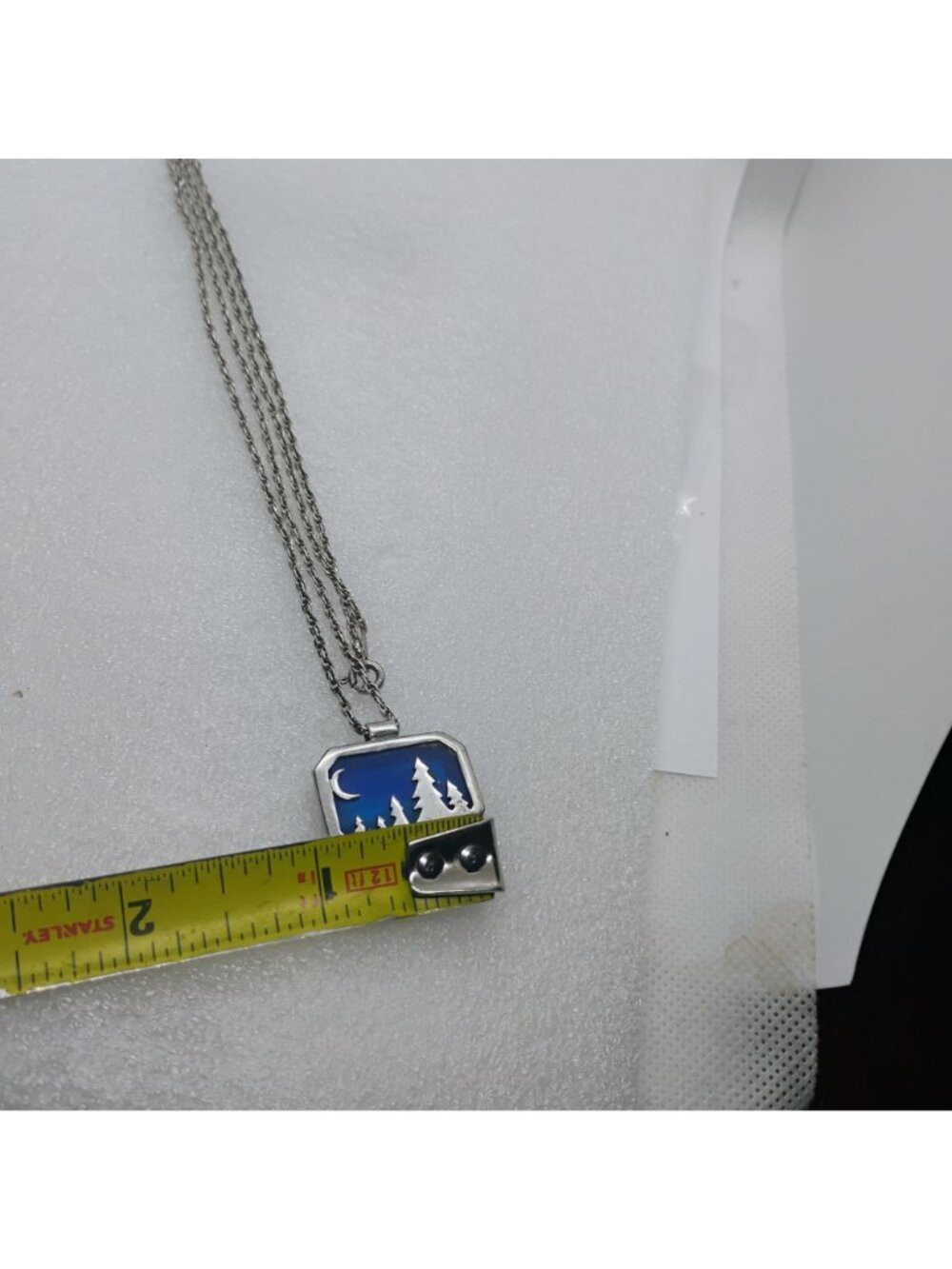 Stained Glass Sterling Silver Overlay Pendant Necklace Night Sky 21" Chain - Picture 6 of 9